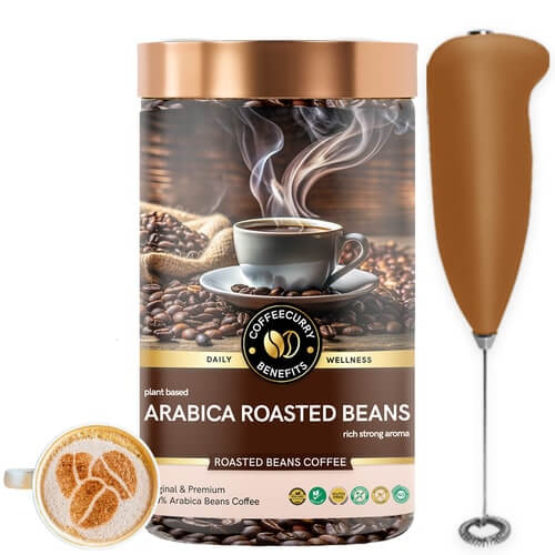coffeecurry Arabica Roasted Coffee Beans with frother 