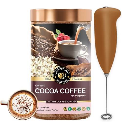 Cocoa Instant Coffee - Instant Coffee Infused with Natural Cocoa for Quick Hot & Cold Coffee